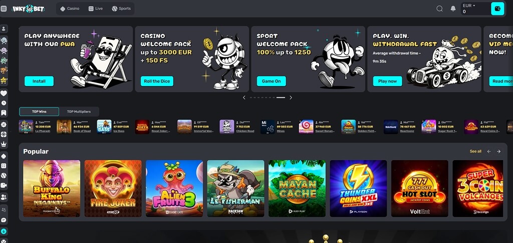 InkyBet Casino Lobby